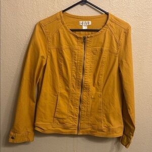 Christopher & Banks Women Golden Mustard Zip Front Jacket Size Medium